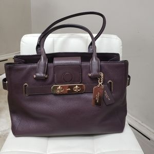 Coach Swagger 36488 Carryall Oxblood Pebble Leather